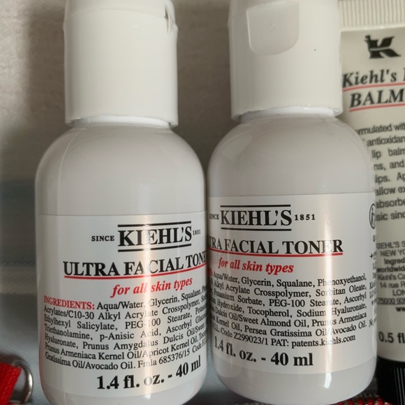 Kiehl’s Makeup Cosmetic Pouch/Bag Cleanser Toner Lip Balm Set - Picture 7 of 11